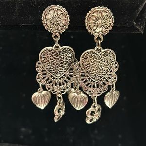 Vintage Textured Heart Earrings-Boutique